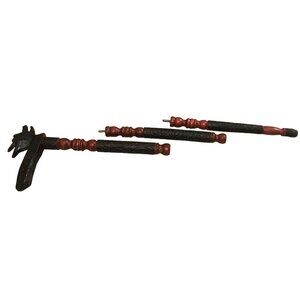 Hand-Carved Wooden Wolf Head Walking Stick from Thialand 3 Piece Detachable
